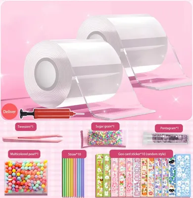 Produktbild von Nano Tape Bubbles Set, 2 Stück 300cm DIY BubbleTape, Blowing Bubble Tape, Mehrzweckband, 27 Stück Bubble Craft Kit, Dekompressionsspielzeug, Glitzerstroh Design