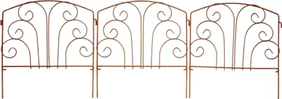 Three decorative garden fence elements are shown side-by-side against a white background.