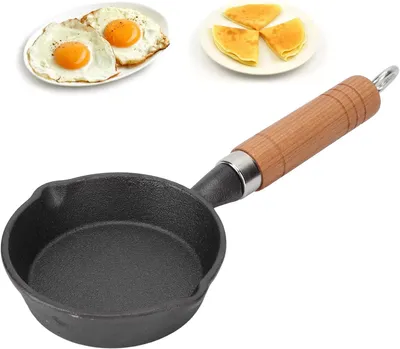 Image de Mini-poêle en fonte, avec revêtement antiadhésif, de 10 cm, idéale pour les œufs au plat