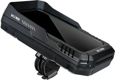 A black bicycle phone mount is shown against a white background.