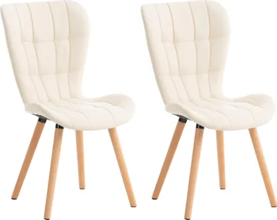 Produktbild von CLP 2er Set Esszimmerstuhl Elda mit robustem Holzgestell creme Material Kunstleder