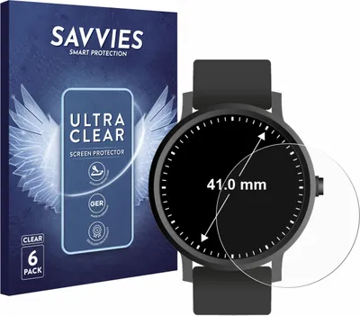 Produktbild von 6x Für Armbanduhren (Kreisrund, ø: 41 mm) Schutzfolie Savvies Displayschutz Display Schutz Folie Klar Transparent