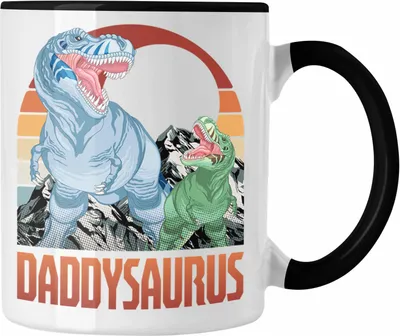 Produktbild von Trendation - Daddysaurus Tasse Geschenk für Vater zum Geburtstag Weihnachten Vatertag Bester Papa Geschenkidee (Schwarz)
