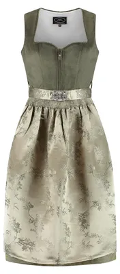 Produktbild von Dirndl aus grünem Samt mit Jaquardschürze, Groesse:40