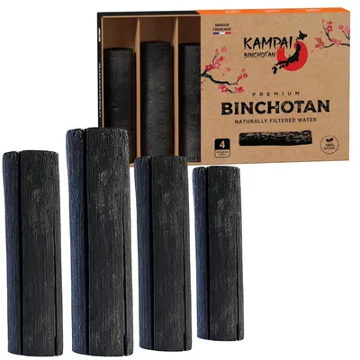 Aktivkohle-Stäbe 4er-Pack, Binchotan, Filter 2,5-3 l, Wasserreinigung