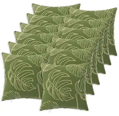 Image de vidaXL, housses de coussin, 12 pièces, motif feuilles, 50 x 50 cm, polyester