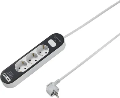 Produktbild von Sygonix SY-4755366 Steckdosenleiste mit Schalter Weiß, Grau Schutzkontakt 1 St.