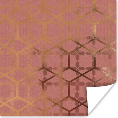 Produktbild von MuchoWow® Poster Design - Rosa - Gold 100x100 cm - Babyzimmer