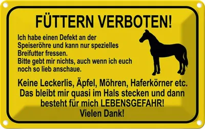 Produktbild von vianmo Blechschild 20x30 cm füttern verboten Pferde Warnschild Hinweisschild Sicherheit Vorsicht