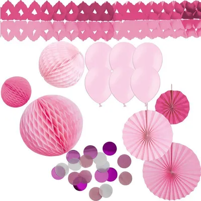 Produktbild von Rosa Party Deko Set Geburtstag Kindergeburtstag pink