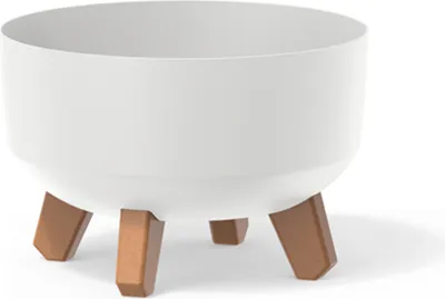 Immagine prodotto di Prosperplast Gracia Vaso da fiori basso con gambe rimovibili incl. inserto per uso interno ed esterno Fioriera rotonda in plastica resistente ai raggi UV (235 mm, bianco) ..