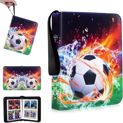 Produktbild von Fußball Sammelalbum 50 Seiten 400 Karten Sammelalbum Fußball Karten, Tragbar Wasserdicht PolyurethanSammelkarten Album mit Reißverschluss und Griffschlaufe