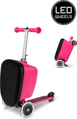 Produktbild von Micro Kinderroller Koffer LED Patch & Play Pink - Scooter und Gepäck in einem
