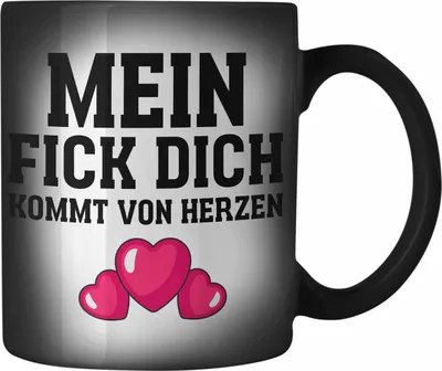 Produktbild von Trendation - Mein F Dich Kommt Von Herzen Lustige Farbwechsel Zauber-Tasse mit Spruch Büro Kollege Kollegin Witzige Karabiner Farbwechsel Zauber-Tasse Edelstahl (Schwarz)