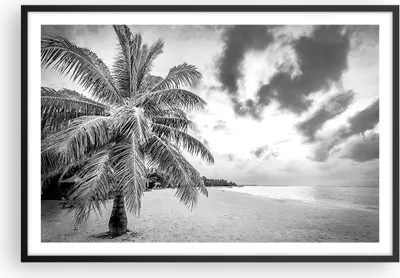Produktbild von Gerahmtes Poster - Schwarzer Rahmen - Monochrom Strand Wolken - 91,5x61 cm - Wand Bild - Wanddeko - Wandbilder - Kunstposter - Wandposter - Bilderrahmen - Bilder - Kunstdruck - P2BAA91x61-4677