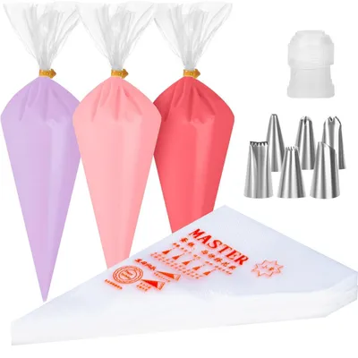 Productafbeelding van Spuitzakken, wegwerp, 100 stuks, transparant, 16x26 cm, HDPE, voor cakeversiering