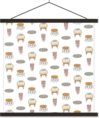 Produktbild von MuchoWow® Textilposter Wohnzimmer - Farbe - Muster 90x90 cm mit schwarzem Rahmen - Magnetisches