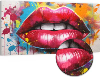 Produktbild von DEQOART Hybrid Leinwand Bild 100x50 cm 'Flüstern in Farbe' Wandbild Glas flach modern