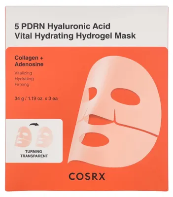 Produktbild von COSRX 5 PDRN Hyaluronic Acid Hydrogel Mask – 3er Set à 34 g – feuchtigkeitsspendende Gesichtsmasken mit Hyaluronsäure, Kollagen & Niacinamid