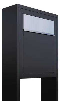 Produktbild von Standbriefkasten Base in Schwarz mit Edelstahlklappe