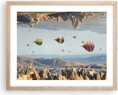 Produktbild von Gerahmtes Poster - Rahmen in heller Eiche - Surrealismus Flug Luftballons - 50x40 cm - Wand Bild - Wanddeko - Wandbilder - Kunstposter - Wandposter - Bilderrahmen - Bilder - P2NAA50x40-4454