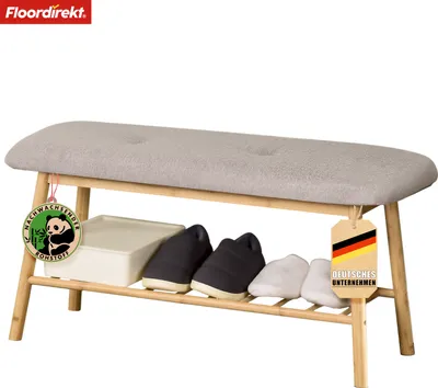 Image de Banc en bambou Montana Étagère à chaussures pratique avec espace de rangement et confort d'assise
