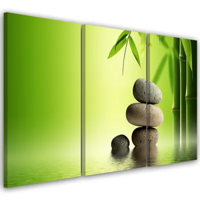 Produktbild von Triptychon auf leinwand religiös - grün 90x60 cm Feeby grün wandbild bereit zum aufhängen