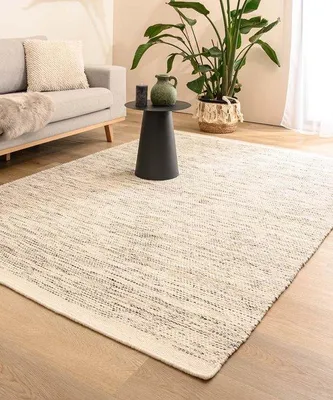 Zdjęcie produktu dla Unyqoos® Dywan wełniany Ulstein – ręcznie tkany, naturalny dywan wełniany, biały/czarny, 140x200 cm, 1800 g/m², miękki i ciepły