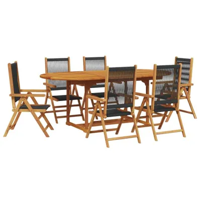 Imagen del producto de Set de comedor jardín 7 pzas polipropileno madera maciza