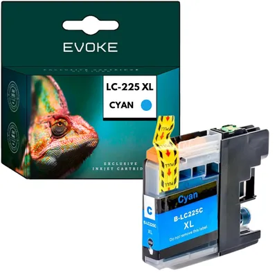 Produktbild von Evoke kompatible Tinte für Brother LC-225XL LC225XL LC225C LC225XLC Cyan 16 ml 1280 Seiten DCP-J4120DW J562DW; MFC-J5320DW J4620DW