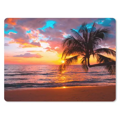 Produktbild von MuchoWow® Mauspad Mousepad Palme - Sonnenuntergang - Strand - Meer - Horizont 40x30 cm - Mousepads - Maus Mat - Pad - Mausunterlage - Anti Rutsch