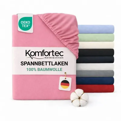 Produktbild von Komfortec Jersey Spannbettlaken 120x200 cm, 100% Baumwolle, Rosa