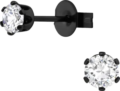 Immagine prodotto di Orecchini tondi a perno da 4 mm in acciaio inossidabile con zirconi