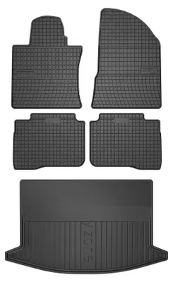 Zdjęcie produktu dla Dywaniki gumowe + mata bagażnika do SsangYong Korando IV 2019- (SUV/crossover, dolny poziom podłogi) – czarne, dopasowane – Wielganizator SolidPRO