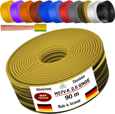 Produktbild von 90m Aderleitung H07 V-K GNGE 1x2,5 mm² Grün/Gelb Einzelader flexibel