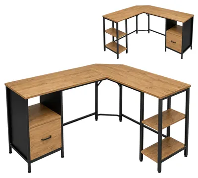 Zdjęcie produktu dla Biurko olcha duże narożne do biura komputerowe 149x149x75 BEGRYF