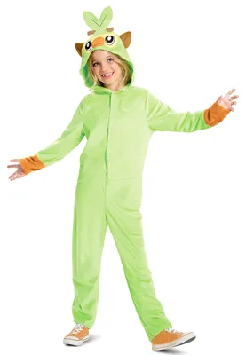 Produktbild von Disguise Pokémon Grookey Jumpsuit für Kinder, offiziell lizenzierter Pokémon-Klassiker Uni-Kinderkostüm von , inklusive Stoffkapuze mit Charakterdetails, für Kinder von 5–6, 7–8 und 10–12 Jahren, Maskenkostüm, Kind, Uni, Halloween, Pokemon, Grün