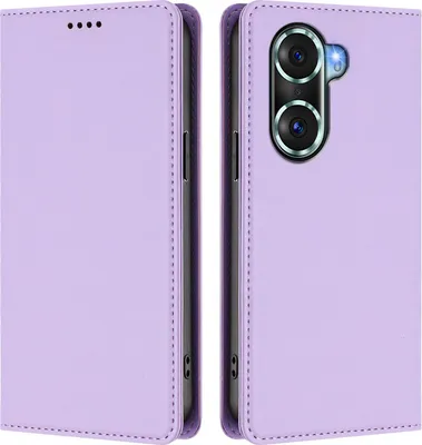 Immagine prodotto di Custodia in pelle per Honor 60 Pro, custodia magnetica in Finto cuoio con supporto viola chiaro
