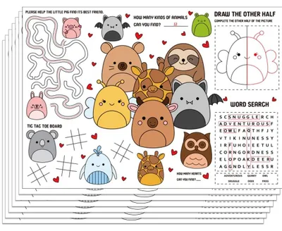 Productafbeelding van Dierenthema papier placemats set van 30 - creatieve uitsnijdposters