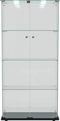 Produktbild von Glasvitrine, Vitrinenschrank Glasvitrine Mit LED Beleuchtung, Glasvitrine Stehend Mit Schloss, 2 Türen Und 4 Regalen, Glas Vitrine Standvitrine Für Wohnzimmer Schlafzimmer Büro (Schwarz, 4 Regale)