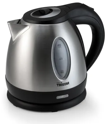 Produktbild von Tristar WK-1325 Wasserkocher, 1,2 l, 850 W, Schwarz, Edelstahl, Edelstahl, Wasserstandsanzeige, Drahtlos