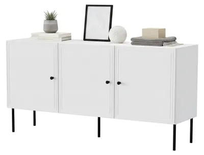Image de Vigasio - Buffet, 151x40x75h cm Blanc, 3 Étagères