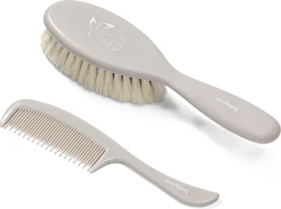 Produktbild von Babykamm und Bürste mit weichen Borsten, Beige, Babyono