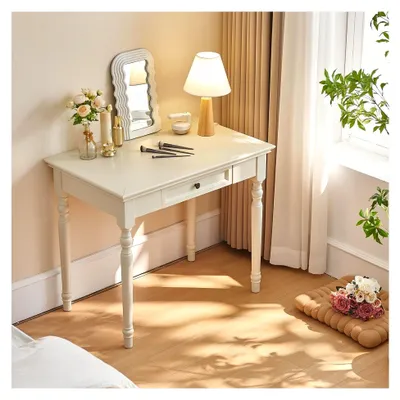 Produktbild von Schreibtisch aus massivem Holz mit Schubladen im französischen Landhausstil, 90 cm