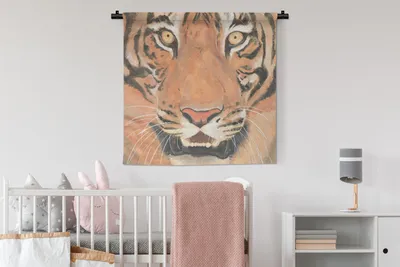 Produktbild von MuchoWow® Wandteppich Wandbehang Tiger - Kopf - Orange 90x90 cm Tapisserie Dekoration Wandtuch - Wandaufhänger