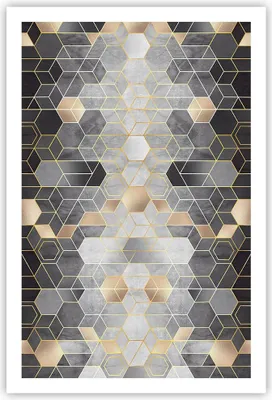Produktbild von Poster - Poster ohne Rahmen - Geometrisch Abstraktion Sechsecke - 61x91,5 cm - Wand Bild - Wanddeko - Wandbilder - Kunstposter - Wandposter - Bilder - Kunstdruck - Wanddekoration - P2XPA61x91-4776