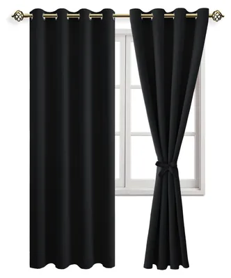 Zdjęcie produktu dla Zasłony zaciemniające z oczkami – czarne – 245 x 132 cm, zestaw 2 sztuk