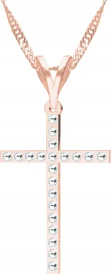 Image de Collier croix en or rose 925 argent avec zirconium