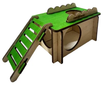 Productafbeelding van Little friends Houten knaagdier kasteel huisje in S, M en L voor spelen, klimmen en schuilen S - 20x8,5x7,5CM