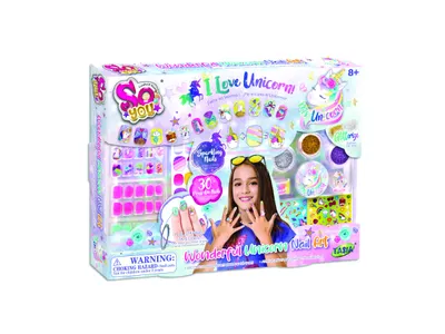 Produktbild von Nagelset zum Aufkleben im Einhorn-Design für Kinder ab 8 Jahren
